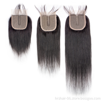 Cheap price middle part 4x4x1 T-part Swiss lace closure factory direct 4x4 machine made lace closure Indian human hair